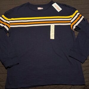 Cat & Jack Boys XL Striped Long Sleeve T-Shirt Top Crew Neck Navy